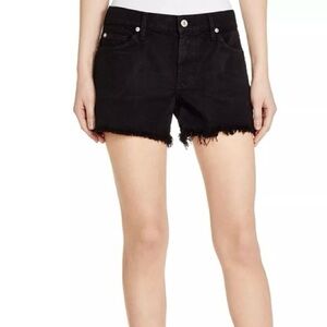 7 For All Mankind Black Denim Frayed Hem Shorts Size 29